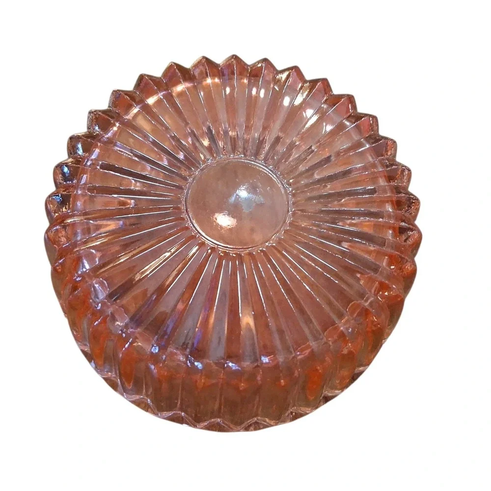 Vintage Jeanette Amberina Glass Powder Dish w/Swan Lipstick Holder Lid